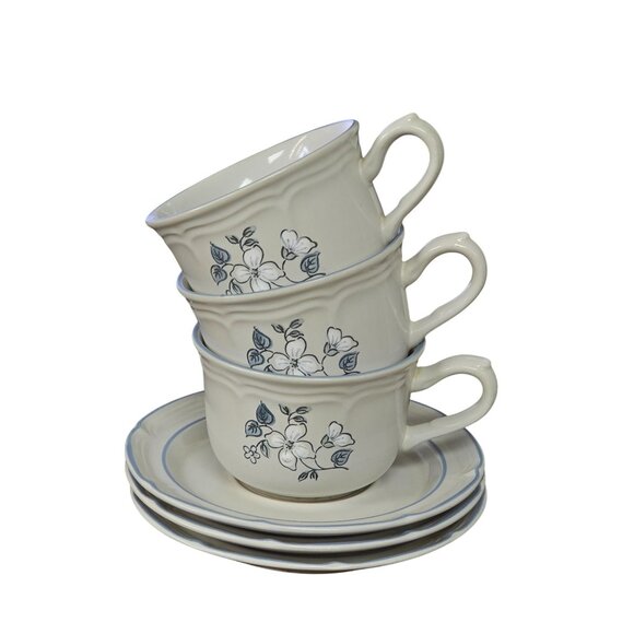 Covington Edition Stoneware Cup & Saucer Set 3 Japan Floral Design - Picture 1 of 7